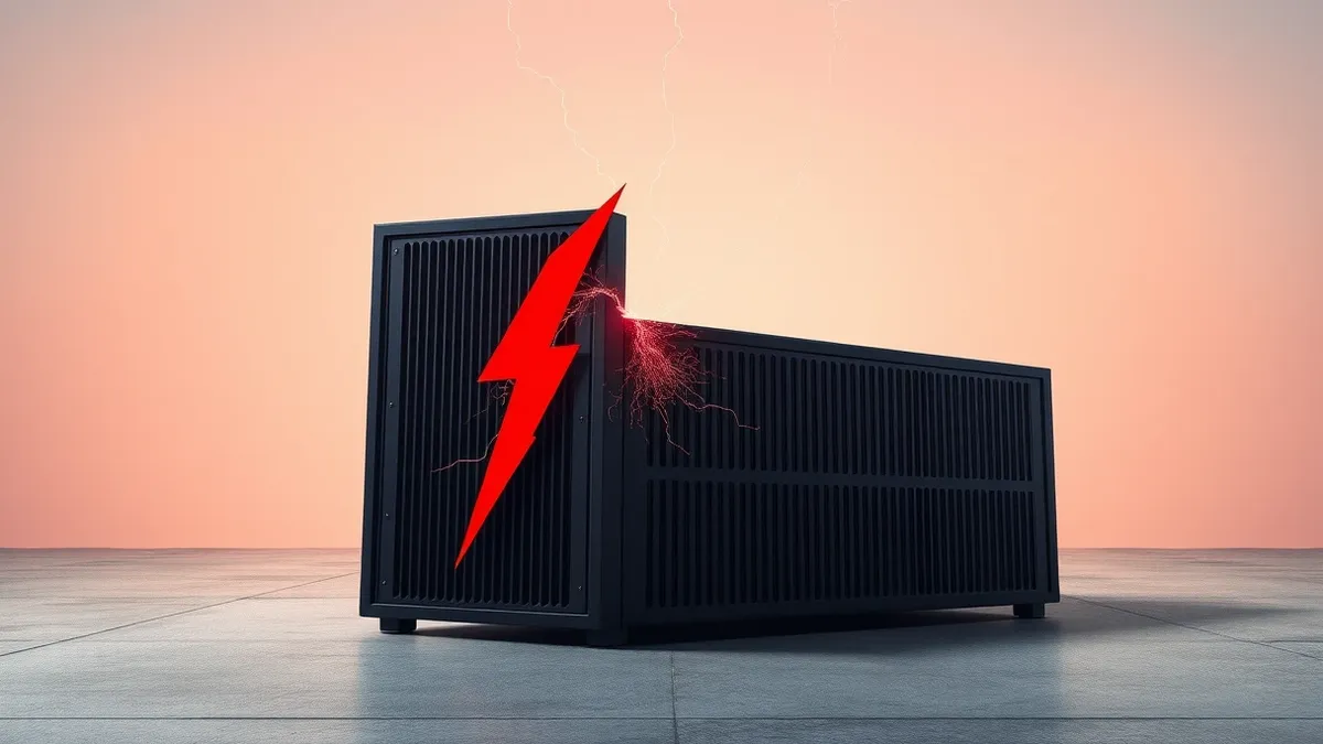 Illustration: A single black network security appliance sits on a concrete floor.