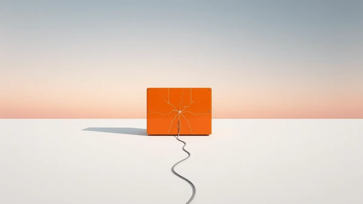 Illustration: A sleek orange box sits alone on a stark white surface.