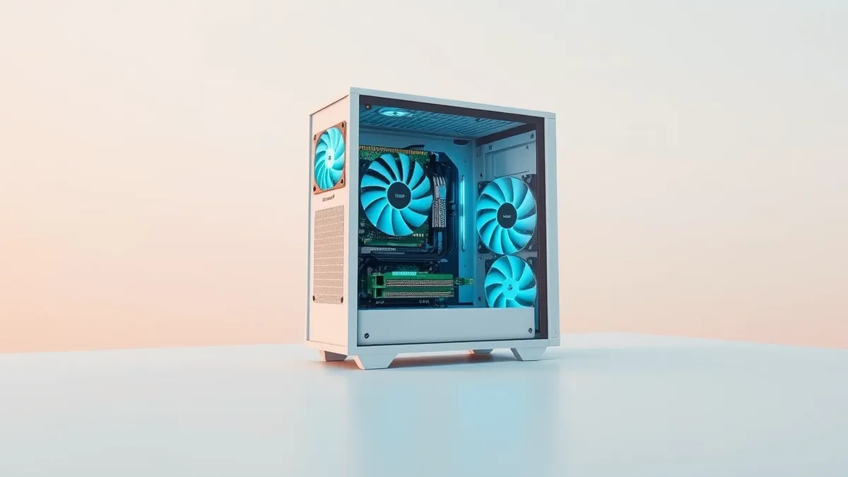 Illustration: A desktop computer tower sits on a clean white surface.