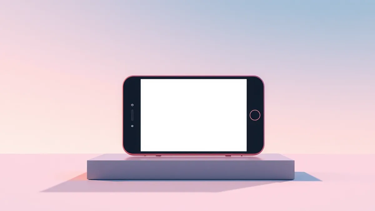 Illustration: A smartphone rests on a flat surface with its screen displaying only abstract geometric shapes representing a digital wallet interface.
