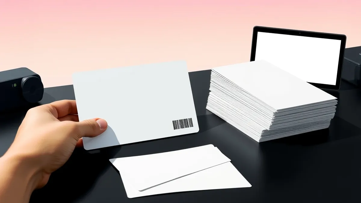 Illustration: A blank plastic driving licence card rests on a sleek black desk.