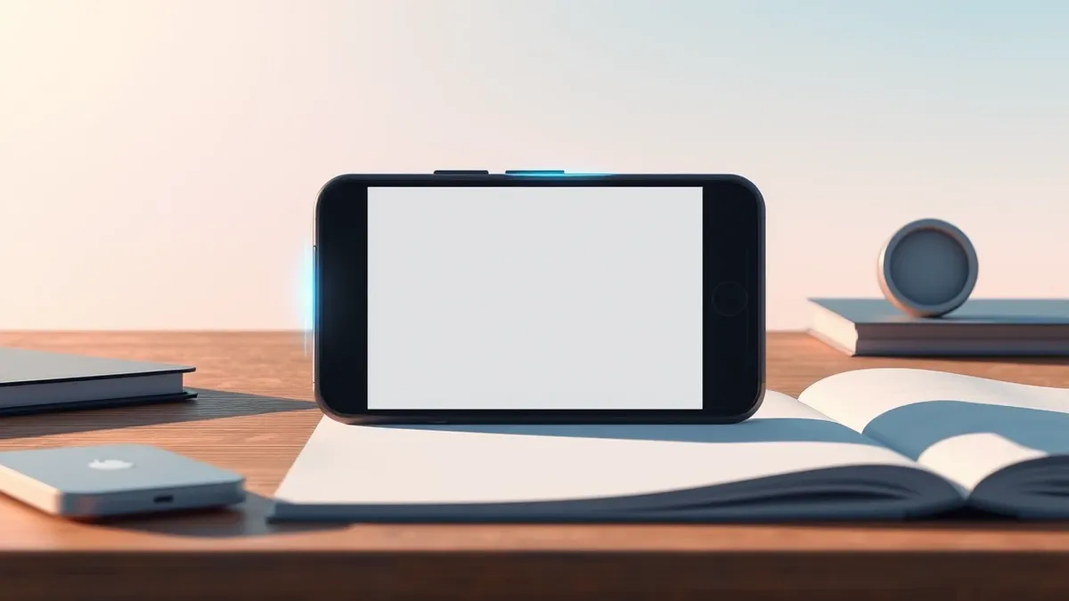 Illustration: A smartphone rests on a desk, displaying a generic photo with subtle digital ripples emanating from the corners.