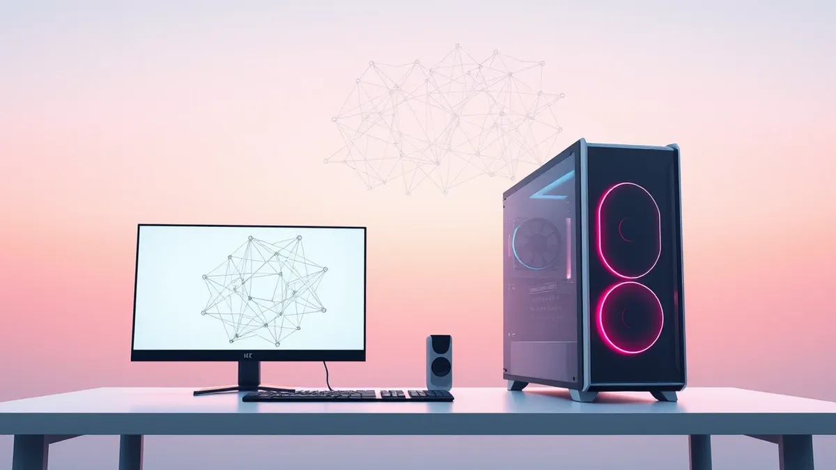 Illustration: A sleek desktop computer tower sits on a clean white desk.