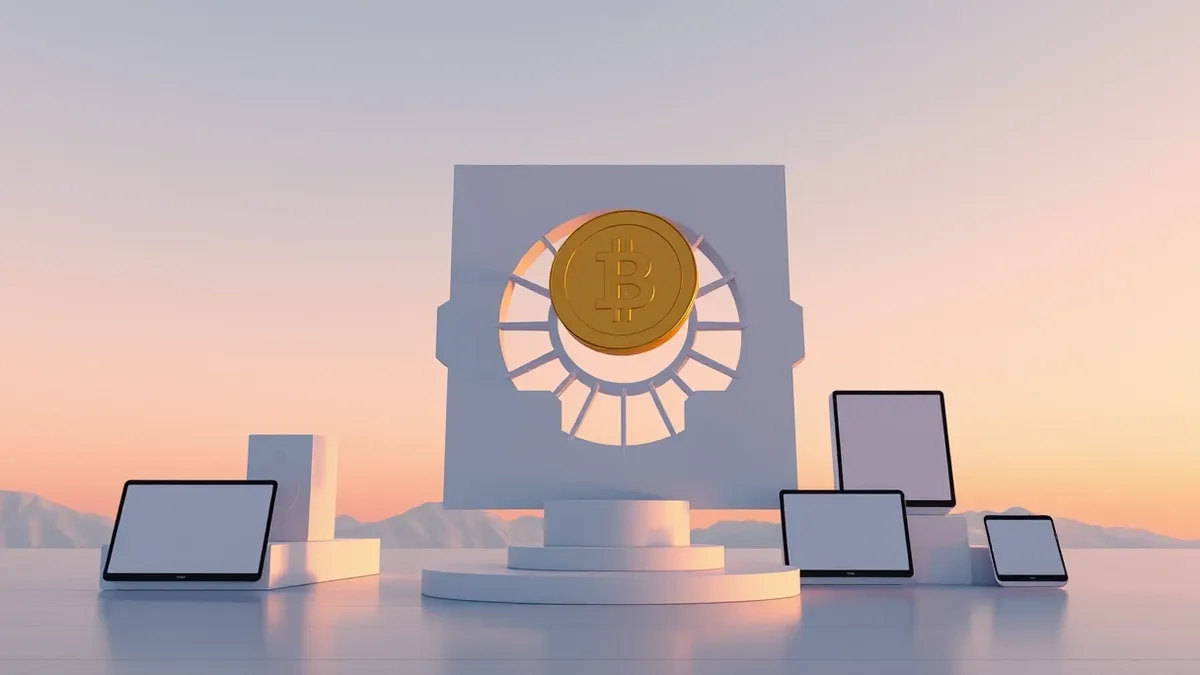 Illustration: A sleek, abstract geometric sculpture representing an artificial intelligence core sits on a polished pedestal.