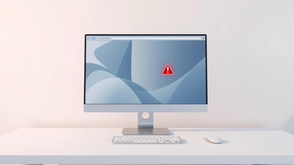 Illustration: A sleek silver desktop computer sits on a minimalist white desk.