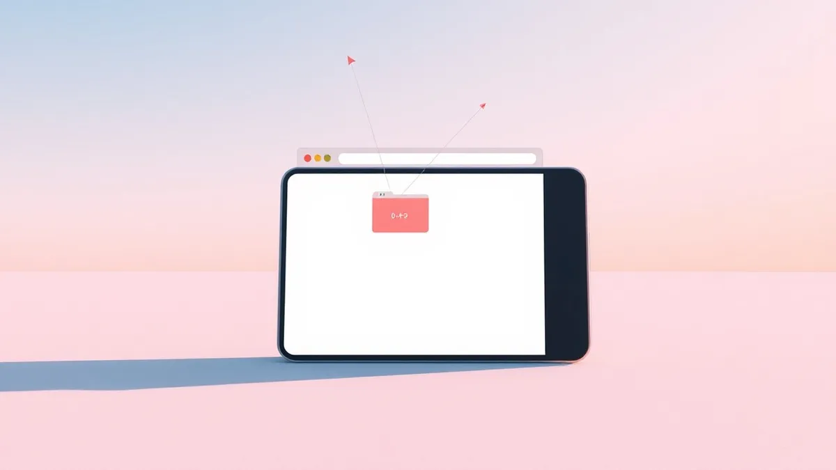 Illustration: A smartphone displays a blank browser window with a small, semi-transparent red overlay shifting its position slightly.