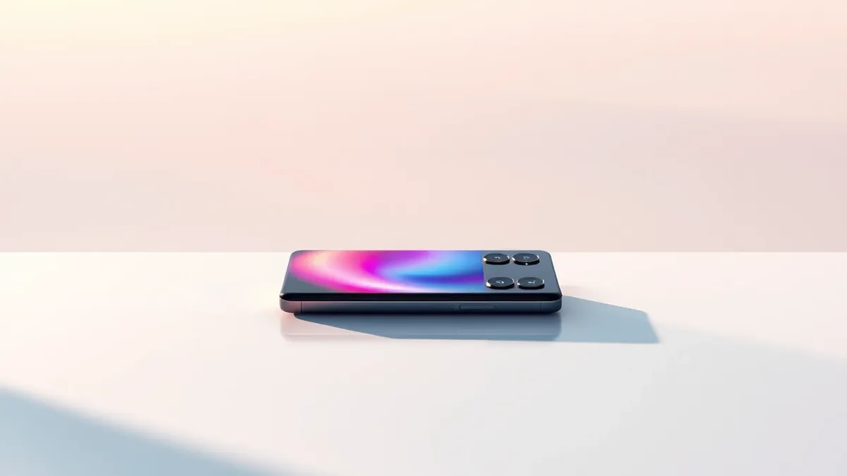 Illustration: A sleek smartphone rests on a polished table, its thick chassis hinting at a massive internal battery.