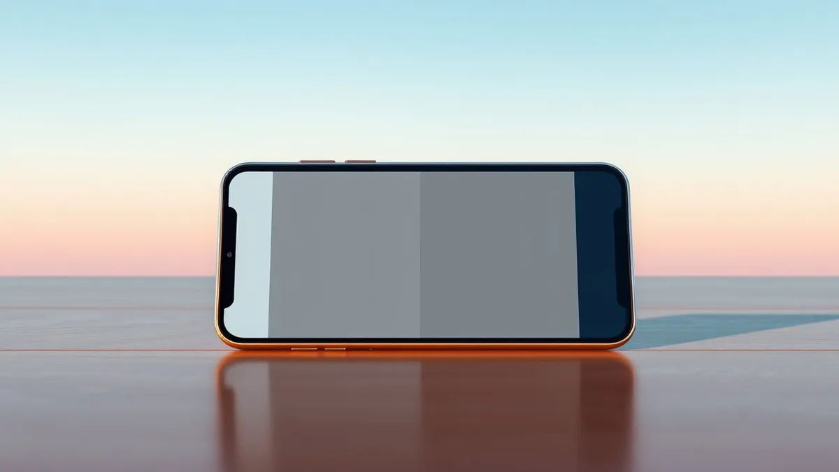 Illustration: A sleek smartphone rests on a polished wooden table, its screen displaying a social media interface.