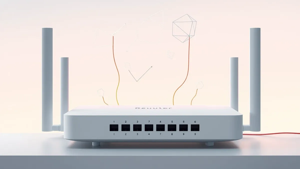 Illustration: A sleek white router sits on a desk, its surface blank and smooth.