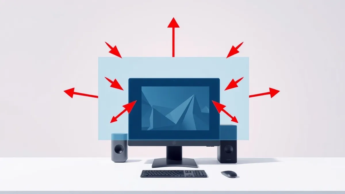 Illustration: A sleek black desktop computer tower sits on a clean white desk.