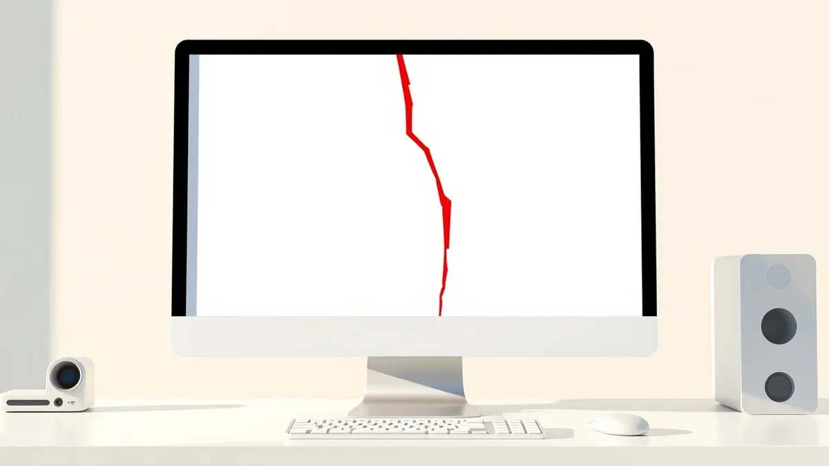 Illustration: A sleek white desktop computer sits on a minimalist desk.