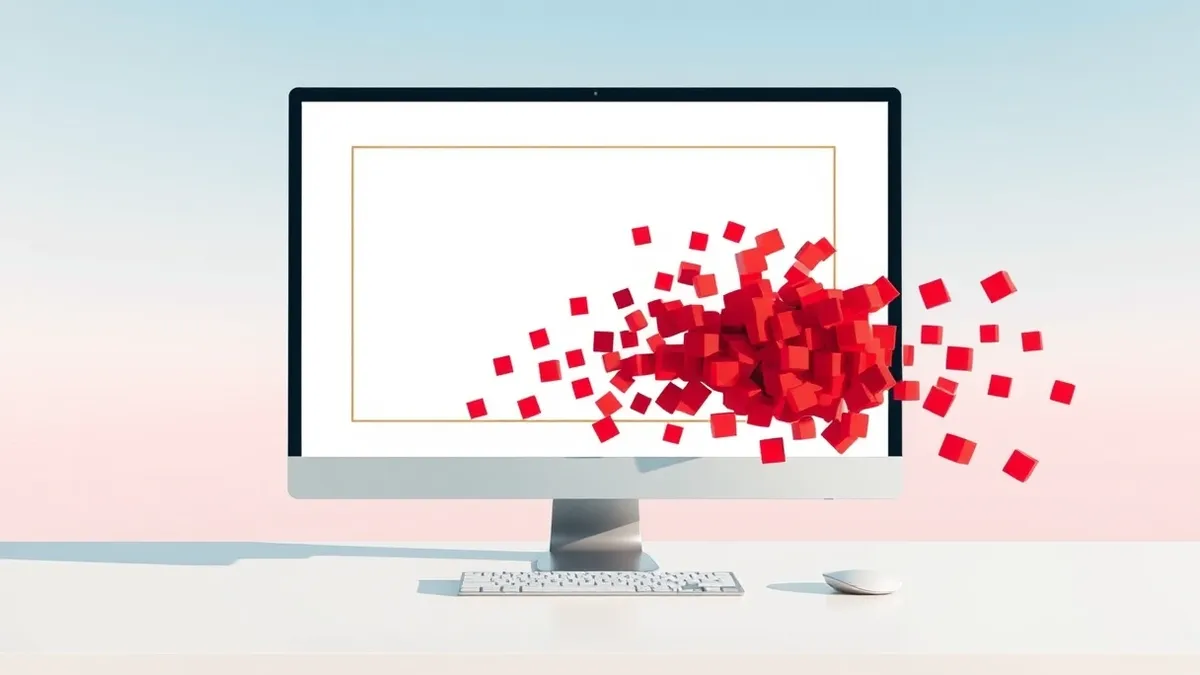 Illustration: A sleek office desktop computer sits on a clean white desk.