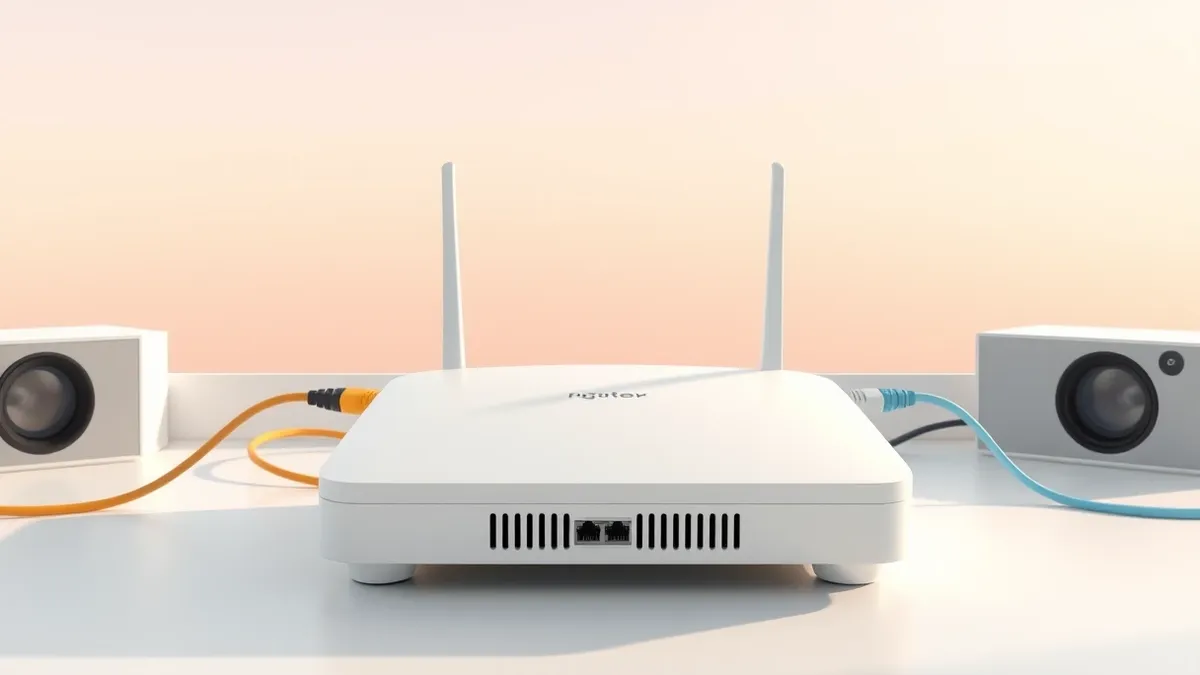 Illustration: A sleek white router sits on a clean desk, directing distinct colored cables into separate slots.