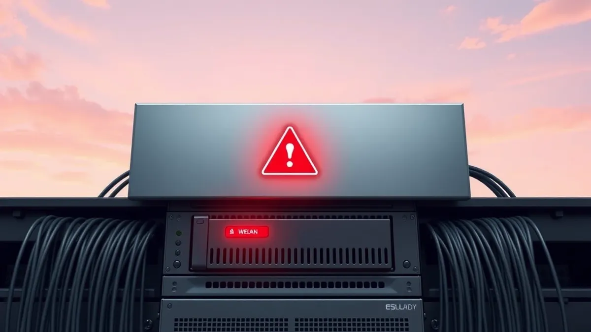 Illustration: A sleek gray server housing an Apache CouchDB instance sits on a metal rack.