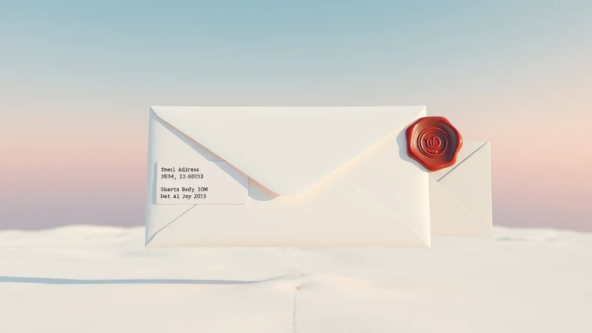Illustration: A white envelope floats above a split surface.