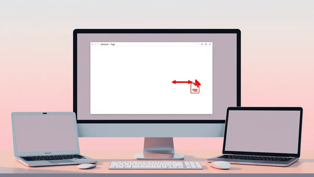 Illustration: A generic desktop computer screen displays a blank application window with a single highlighted file icon.