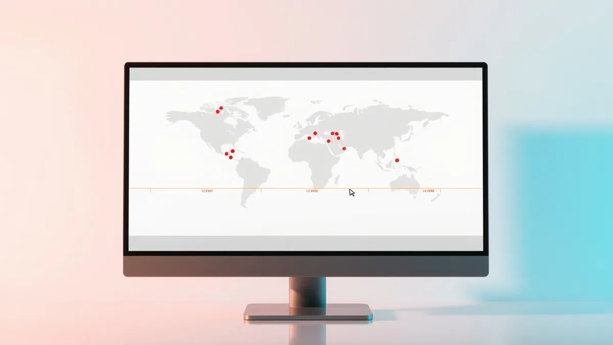 Illustration: A blank monitor displays a minimalist map with scattered red dots marking hidden network entry points.