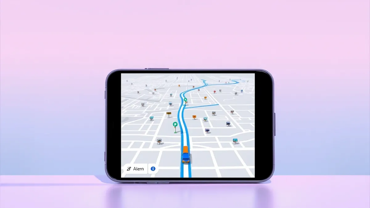 Illustration: A smartphone screen displays a digital street map with small camera icons marking intersections and roadside poles.