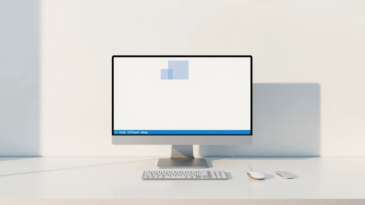 Illustration: A sleek desktop computer sits on a clean white desk.