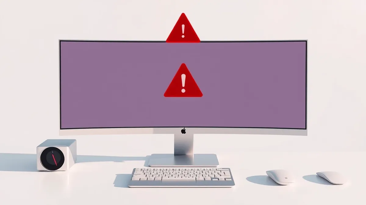Illustration: A sleek silver desktop computer sits on a clean white desk.