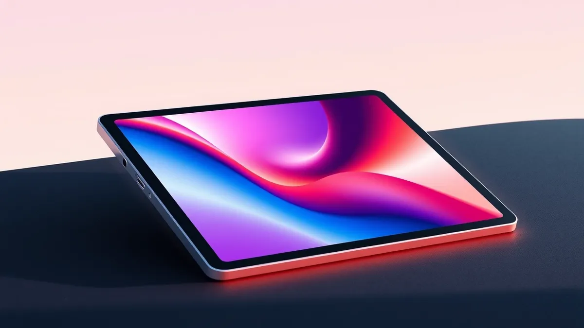 Illustration: A sleek tablet rests on a dark surface, its edges glowing with soft light.
