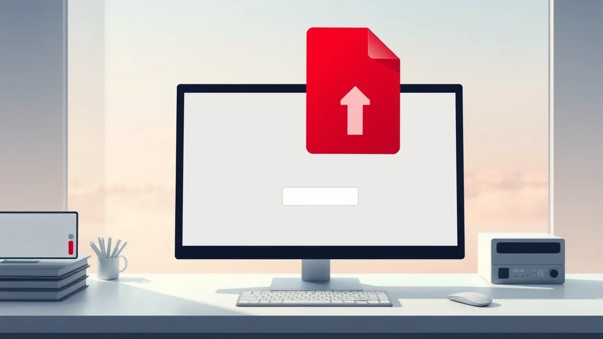 Illustration: A sleek, generic building management software interface sits on a desk.