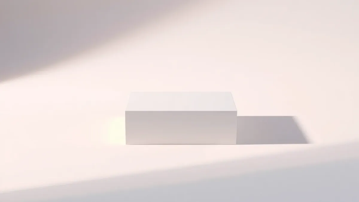 Illustration: A pristine white smartphone box sits centered on a clean, matte surface.