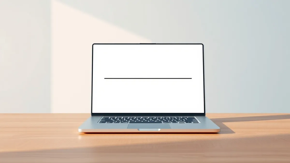 Illustration: A sleek silver laptop rests on a polished wooden table.