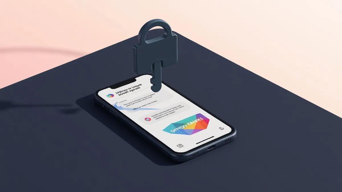Illustration: A sleek smartphone rests on a dark surface, its screen displaying a simple chat interface with abstract message bubbles.