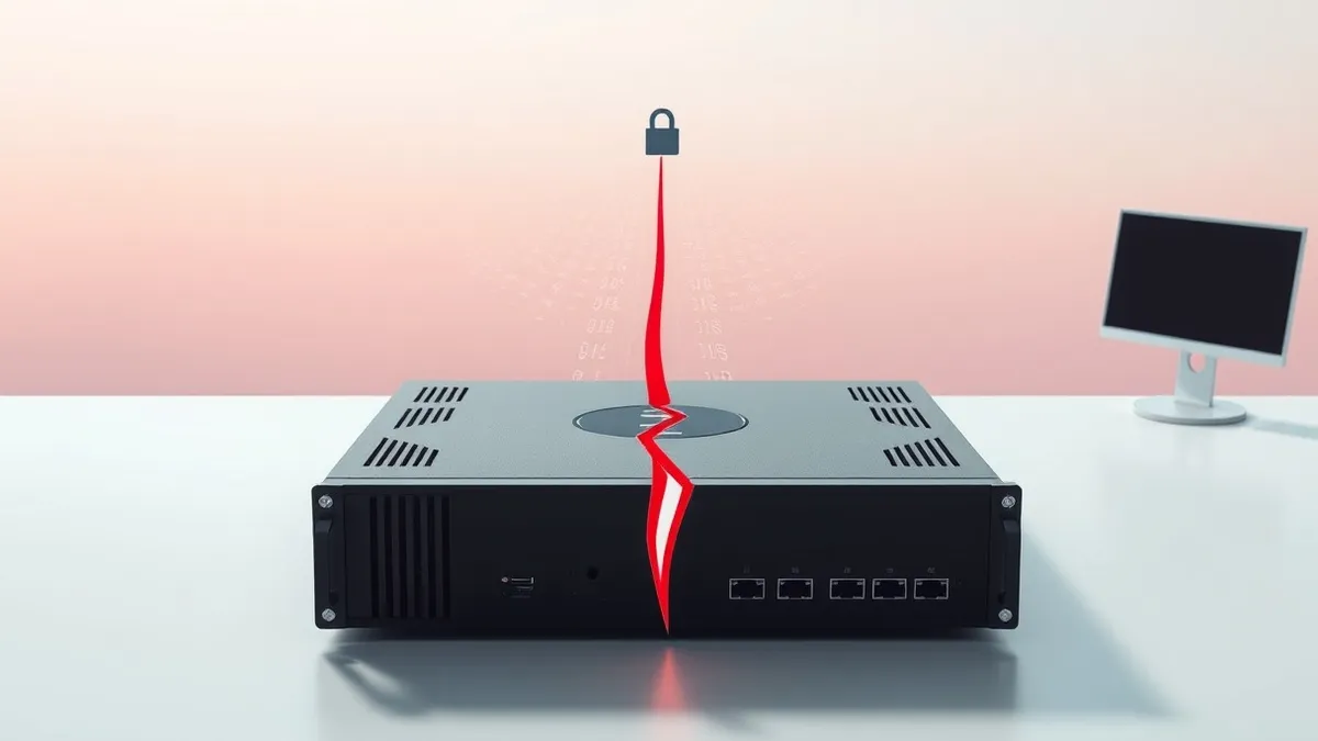 Illustration: A sleek black hardware security module sits on a clean white desk.