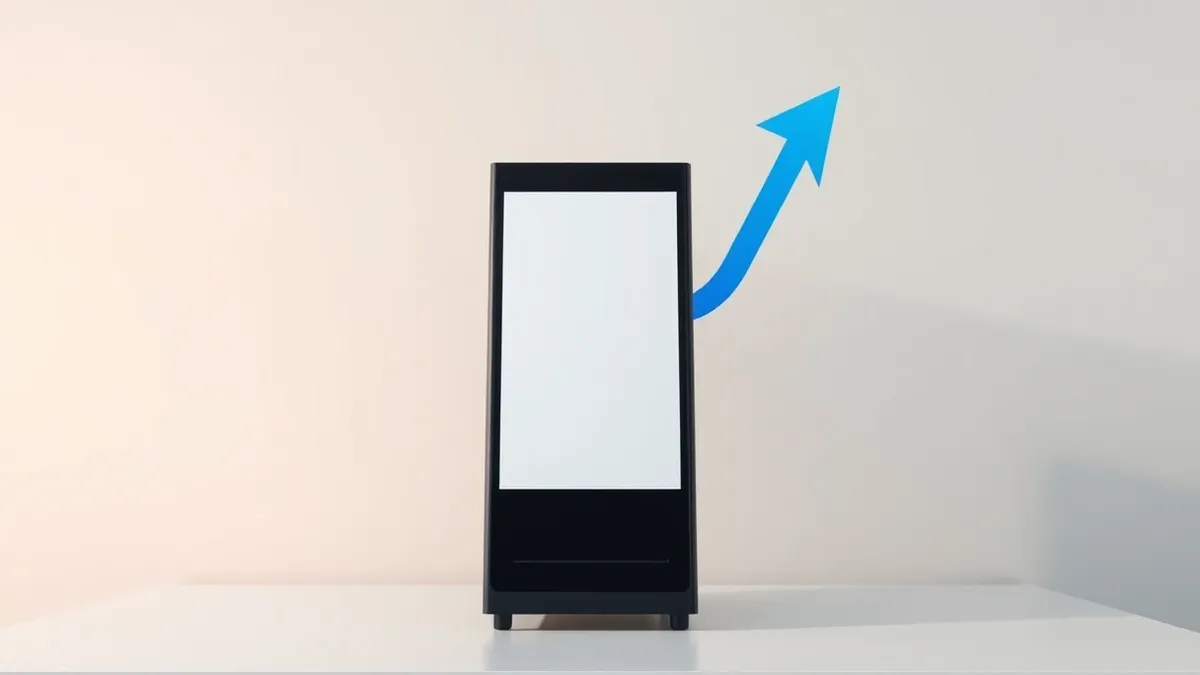 Illustration: A sleek black computer server tower sits on a clean white desk.