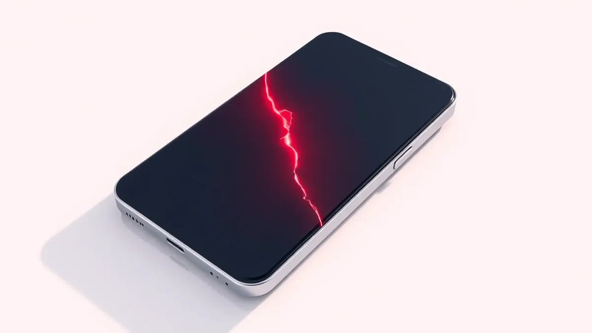 Illustration: A sleek silver smartphone rests on a clean white surface.