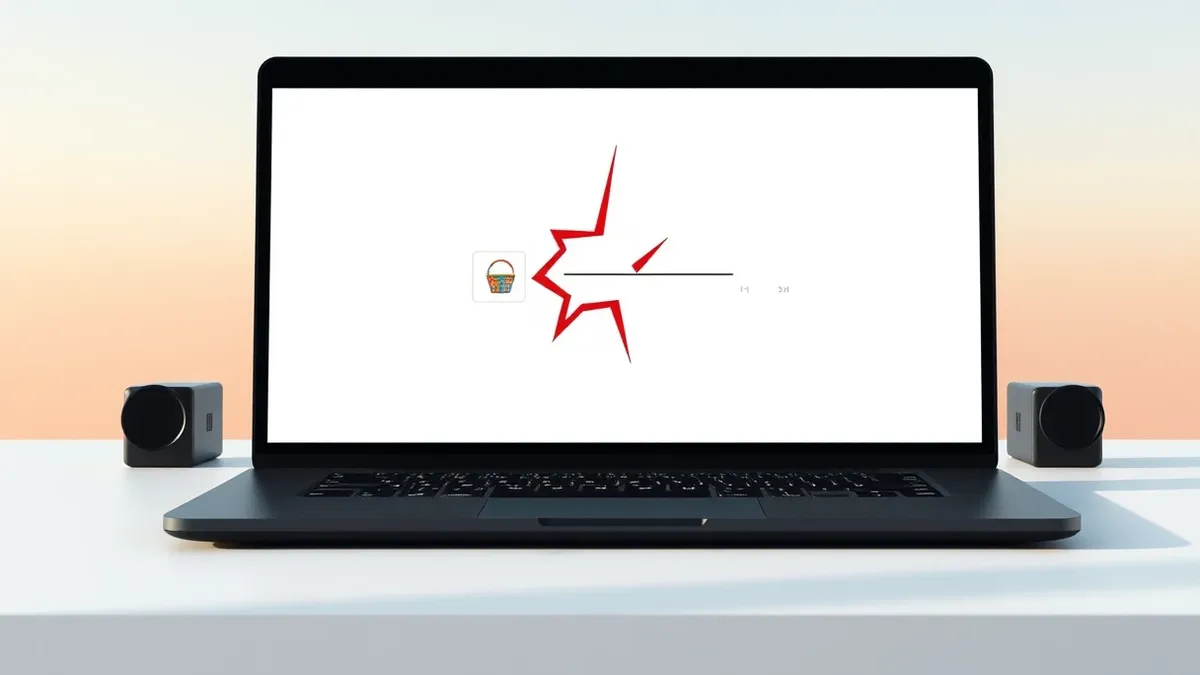 Illustration: A sleek black laptop sits open on a clean white desk.