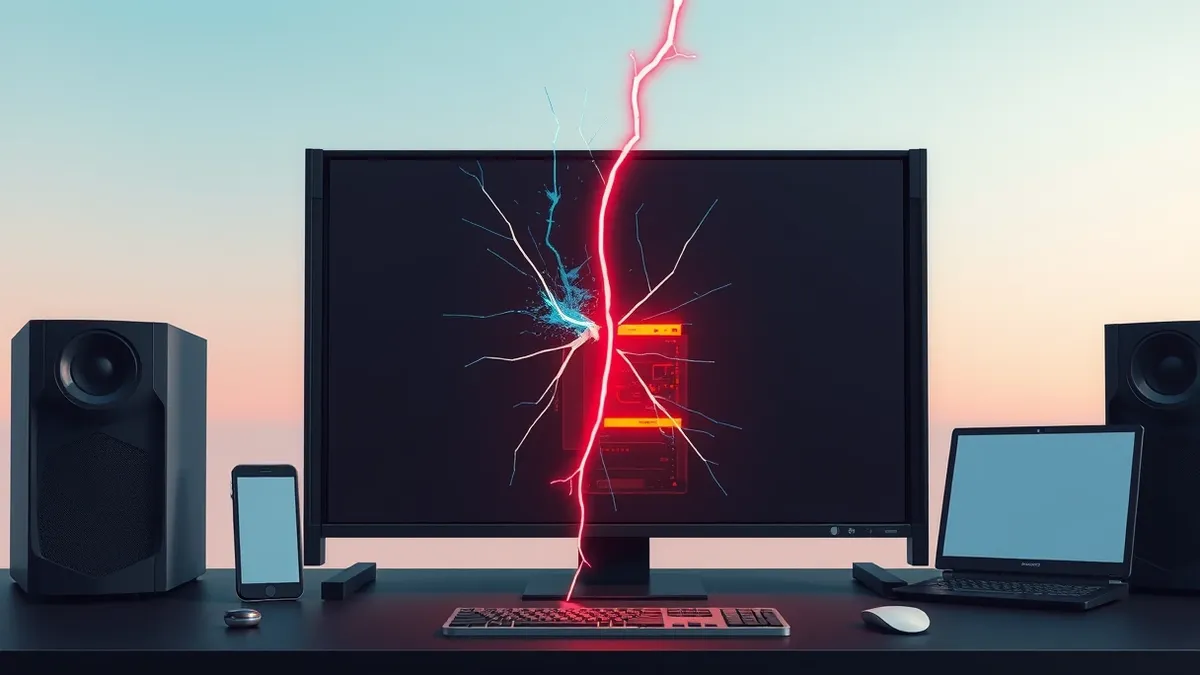 Illustration: A sleek black server console sits on a dark desk.