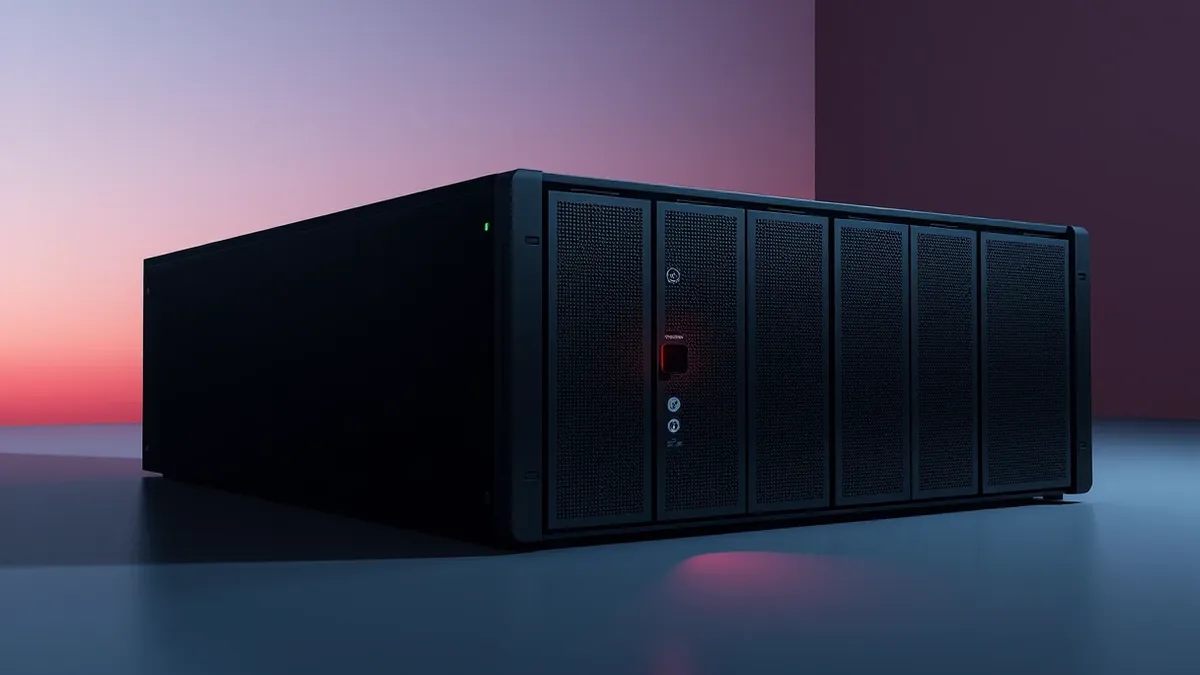 Illustration: A solitary, sleek black server blade sits isolated in a dark room, its single status LED glowing an urgent, pulsing red.