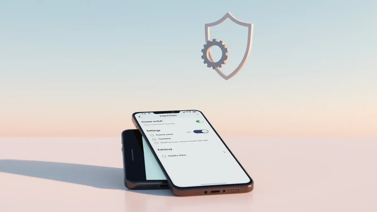 Illustration: A sleek smartphone rests on a clean desk, its screen displaying a simplified settings interface with a prominent toggle switch.