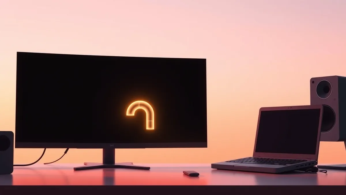 Illustration: A sleek command line interface sits on a dark monitor, displaying a blank prompt.