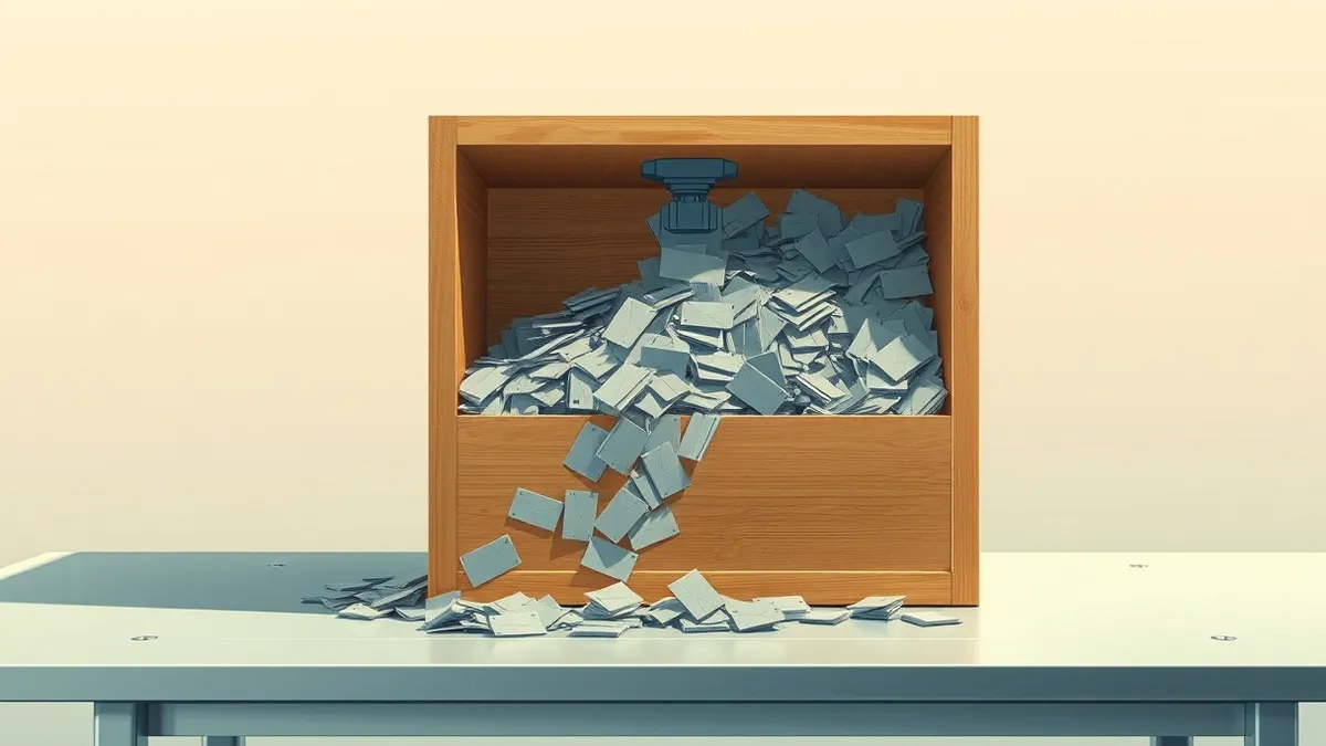 Illustration: A large wooden box sits on a sterile metal table, its lid slightly ajar.