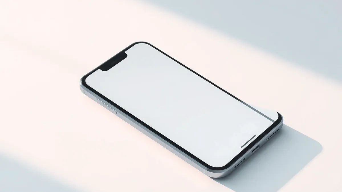 Illustration: A folded smartphone rests on a smooth desk surface, its inner display facing upward.