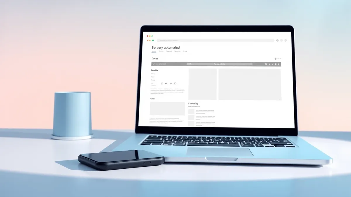 Illustration: A sleek smartphone rests on a desk next to an open laptop displaying a generic web browser with multiple blank tabs.