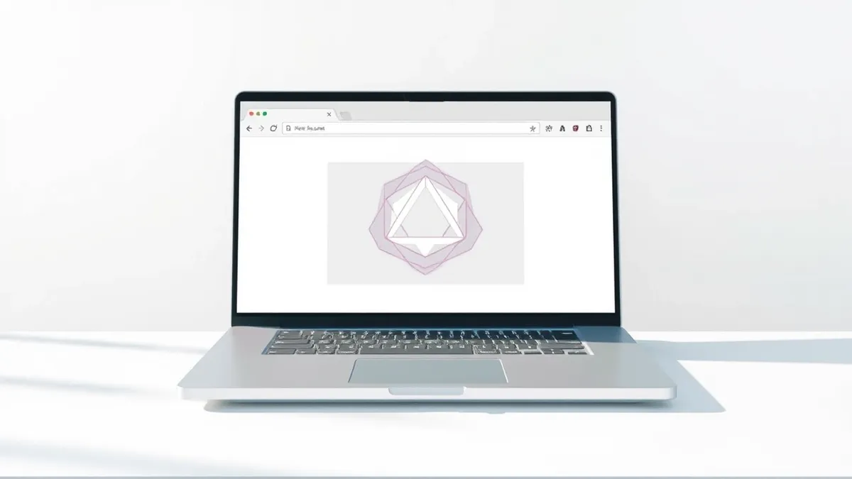 Illustration: A sleek silver laptop sits on a minimalist white desk.