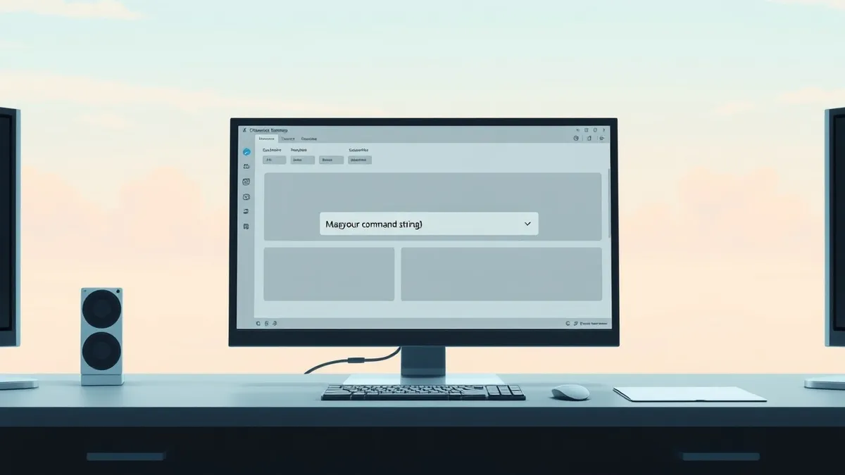 Illustration: A generic enterprise management console sits on a desk, its screen displaying a blank input field where a malicious command string could be entered.