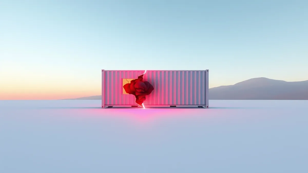 Illustration: A sleek, isolated container engine sits on a sterile white surface.