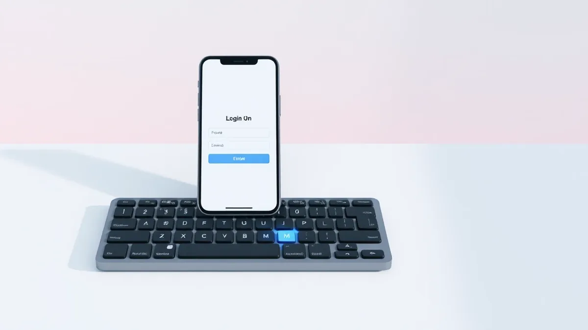 Illustration: A sleek black keyboard sits on a clean white desk beside a modern smartphone.