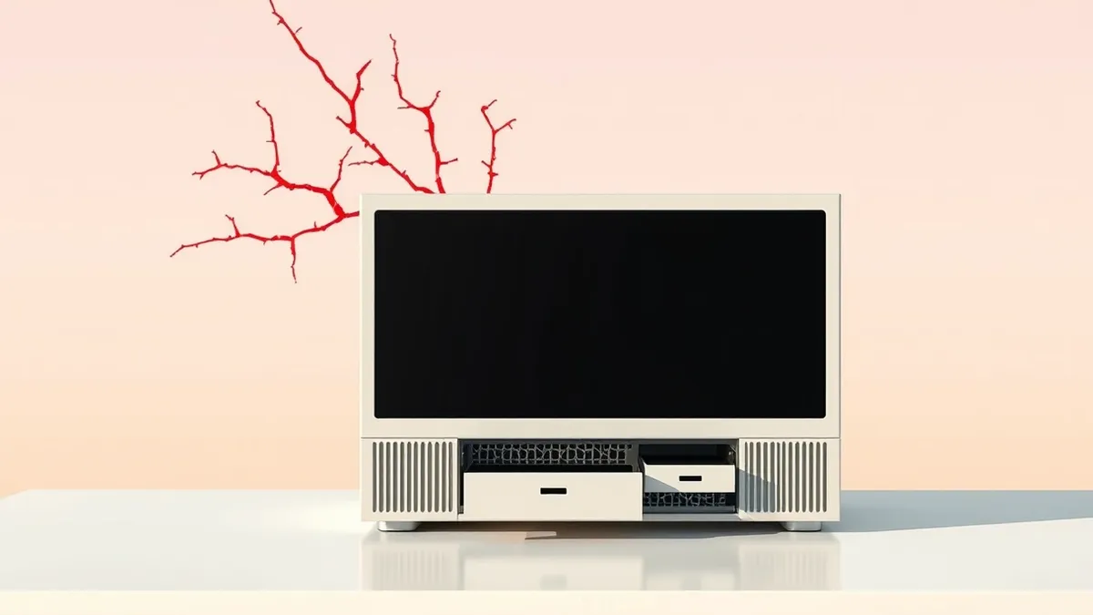 Illustration: A generic enterprise server sits isolated on a sterile white desk.