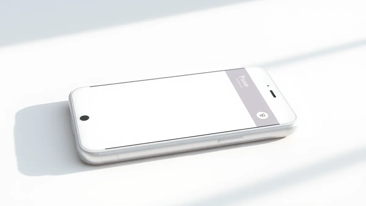 Illustration: A white smartphone rests on a clean desk, its blank screen displaying a fresh, minimalist grid of generic app icons.