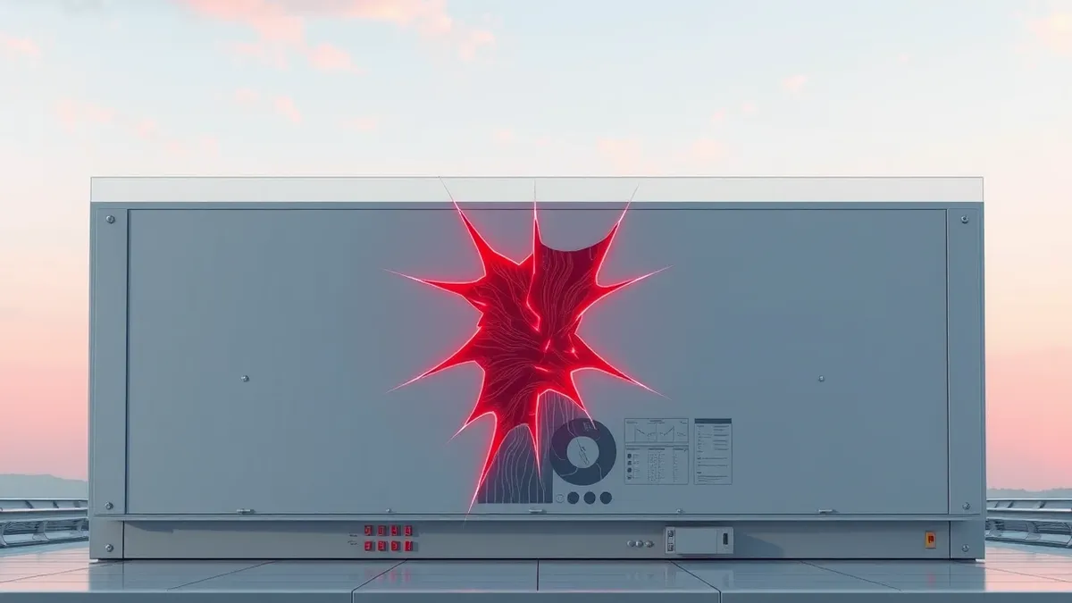 Illustration: A complex industrial control interface with blank grey panels sits behind a transparent barrier.