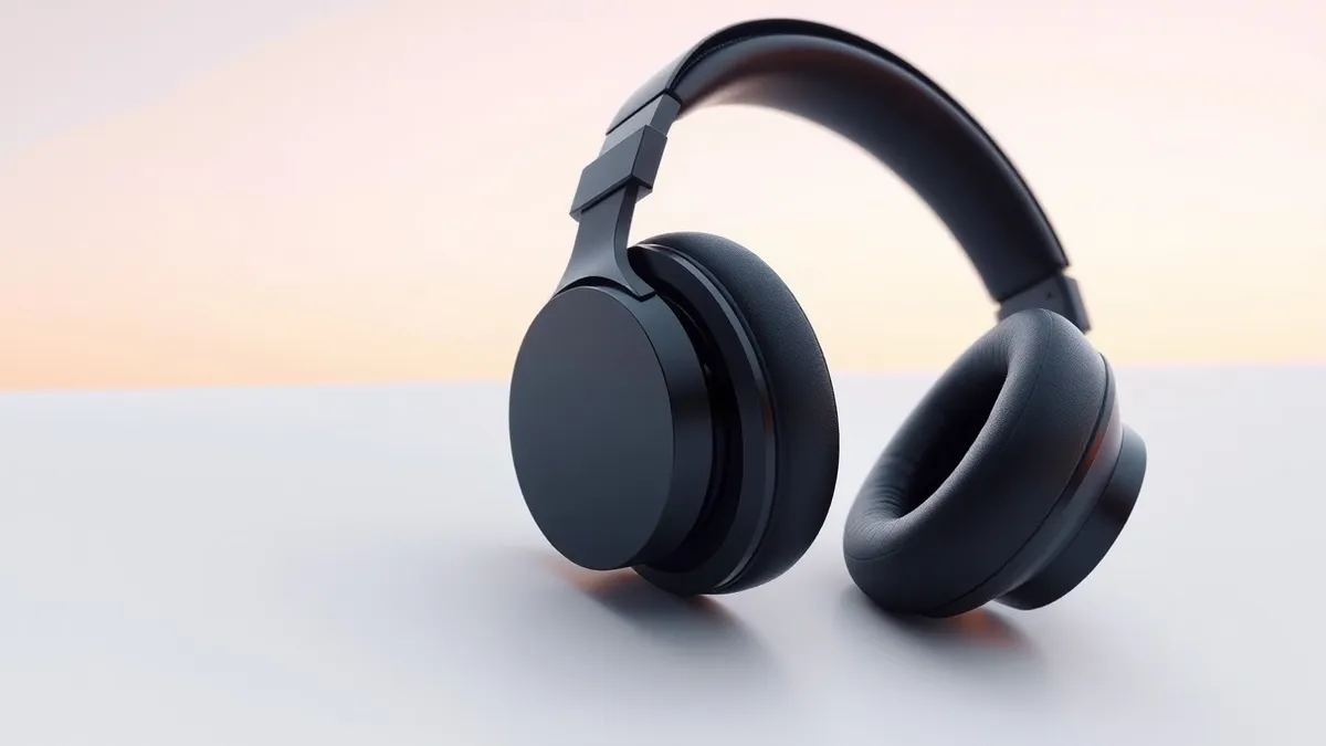 Illustration: A pair of sleek over-ear wireless headphones rests on a clean white surface.